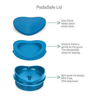 Image 4 of Vaya Drynk Stainless Steel Strawless Silicone Bunnies Print Spout Tumbler With Spill-Proof Pediasafe Lid - 350ml (Blue)