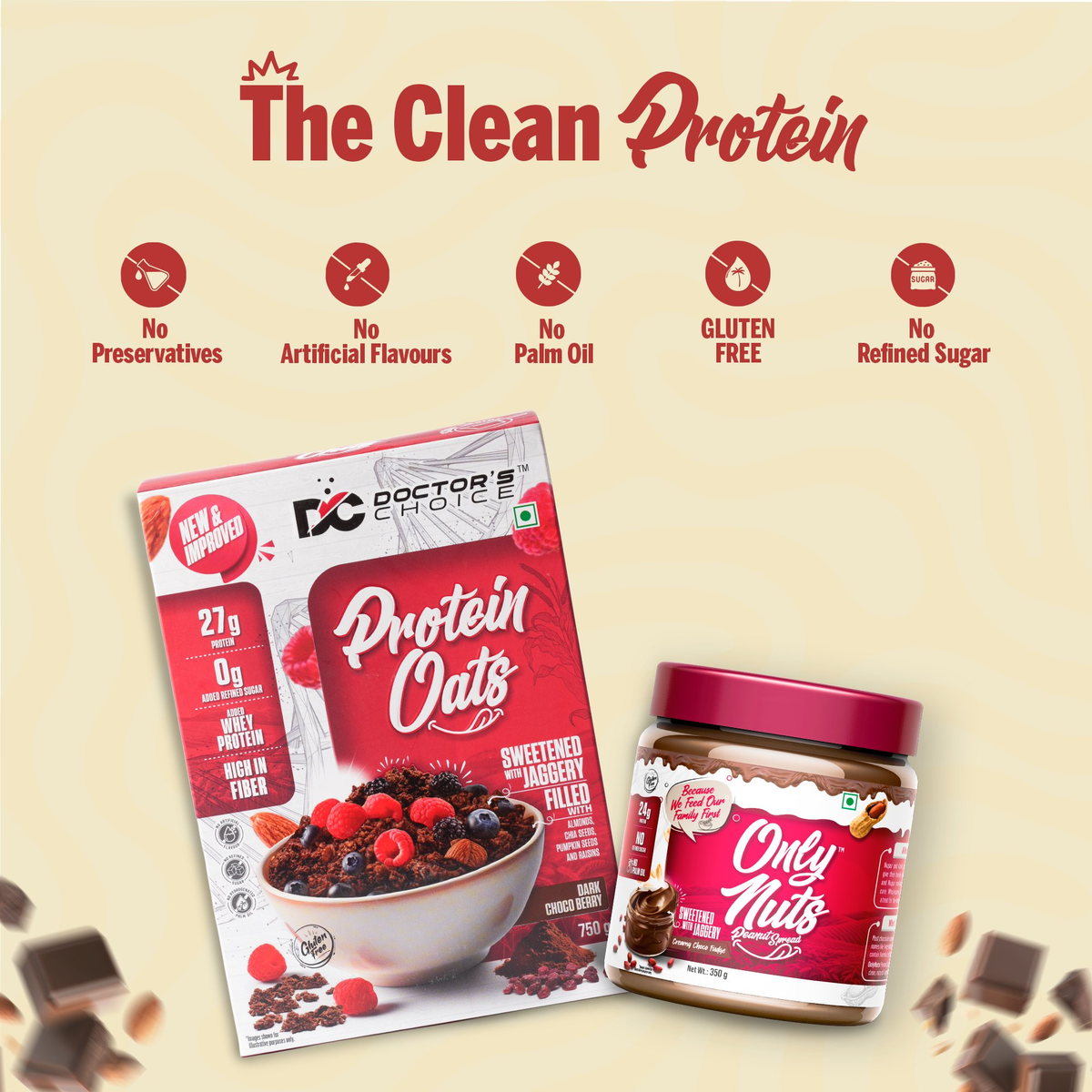 Image 3 of Doctor's Choice Protein Oats 750g + Choco Fudge Peanut Spread 750g