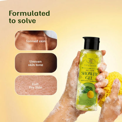 Image 2 of Velleja Brightening De-Tan Body Cleanser with Niacinamide, Vitamin C & Alpha Arbutin