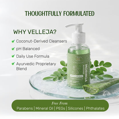 Image 3 of Velleja Moringa Aloevera Face Wash| Skin Brightening & Hydrating Ayurvedic Gentle Face Wash