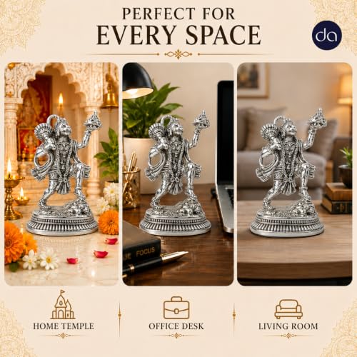 Image 5 of Dev Aastha 999 Silver Plated Hanuman idol for home with Sanjeevani - 5.2 Inch