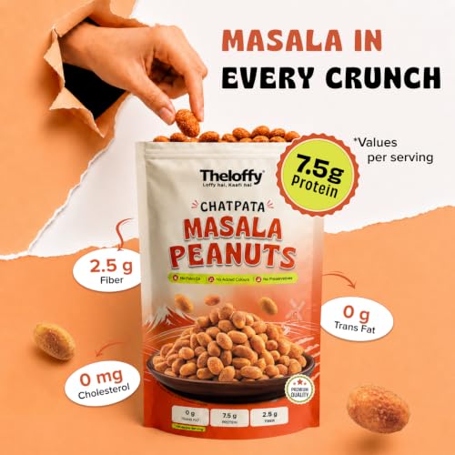 Image 6 of THELOFFY Chatpata Masala Roasted Peanuts, High Protein Snack, 200g x 2