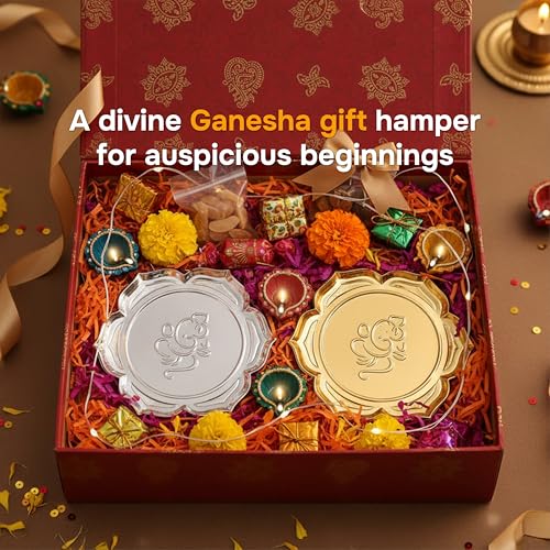 Image 4 of ALCU Pooja Thali for Diwali & Navratri Lotus Design Embose Decorative Puja Plate Golden