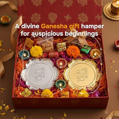 Image 4 of ALCU Pooja Thali for Diwali & Navratri Lotus Design Embose Decorative Puja Plate Golden