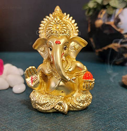 Image 12 of MUKUTGOLDMATT for the product Gold Art India Ceramic Ganesh Idol