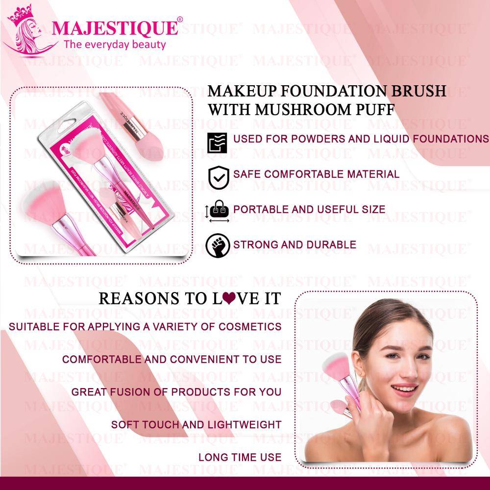 Image 4 of Majestique Makeup Foundation Brush With Mushroom Puff