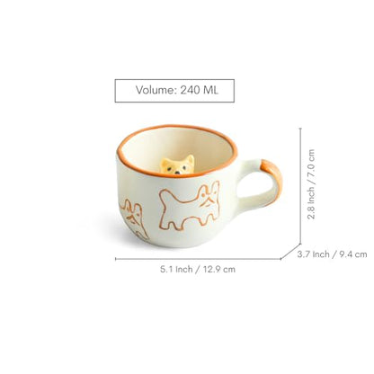 Image 6 of ExclusiveLane Cute Cat Surprise 3D Animal Ceramic Coffee Mug 240 ml