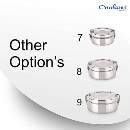 Image 5 of neelam Stainless Steel Round Double Decker Lunch Box-450 ml