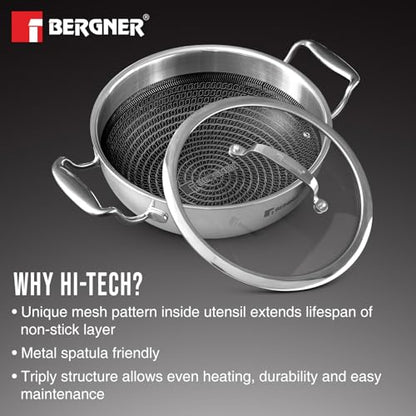 Image 6 of BERGNER Hi-Tech TriPly Stainless Steel Kadai 20cm 1.5L