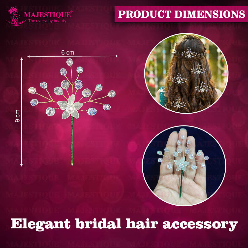 Image 2 of Majestique Bridal Hair Pins Floral Vine Crystal Flower Tiara Handmade Juda Accessories