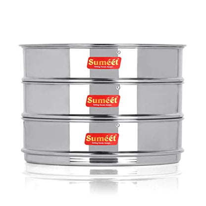 Image 1 of Default Title for the product Sumeet Stainless Steel Flat Stackable Container/Separator with Lid Suitable for 5 Ltr & 5.5 Ltr Inner & Outer Lid Cooker, Silver