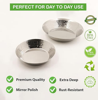 Image 5 of Spillbox Stainless Steel Hammered Parat Lunch Plate Set - Set of 2