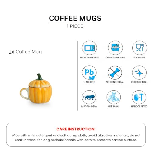 Image 5 of ExclusiveLane Capsicum Bloom Ceramic Coffee Mug with Lid 290 ml