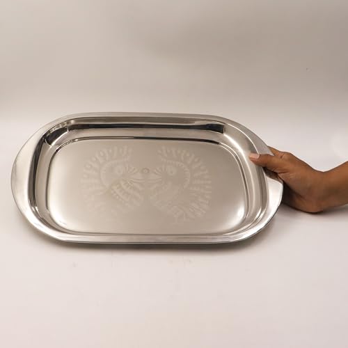 Image 5 of Spillbox Stainless Steel Serving Plate 28 cm Rectangle Bhojan Thali
