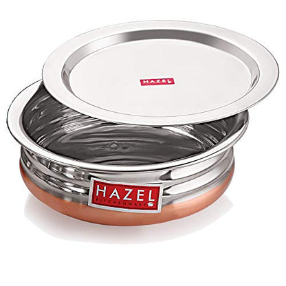 Image 7 of HAZEL Copper Bottom Uruli with Lid Stainless Steel Biryani Cooking and Serving Pot Set of 4