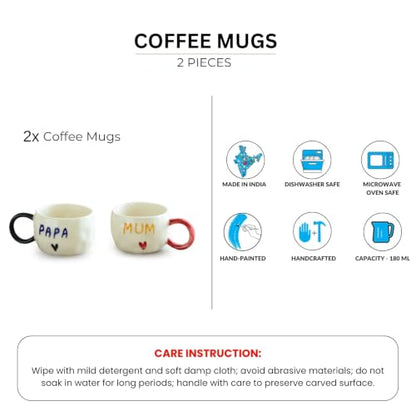 Image 6 of ExclusiveLane 'Dearest Mum & Papa' Ceramic Tea & Coffee Mugs Set of 2 (280 ml)