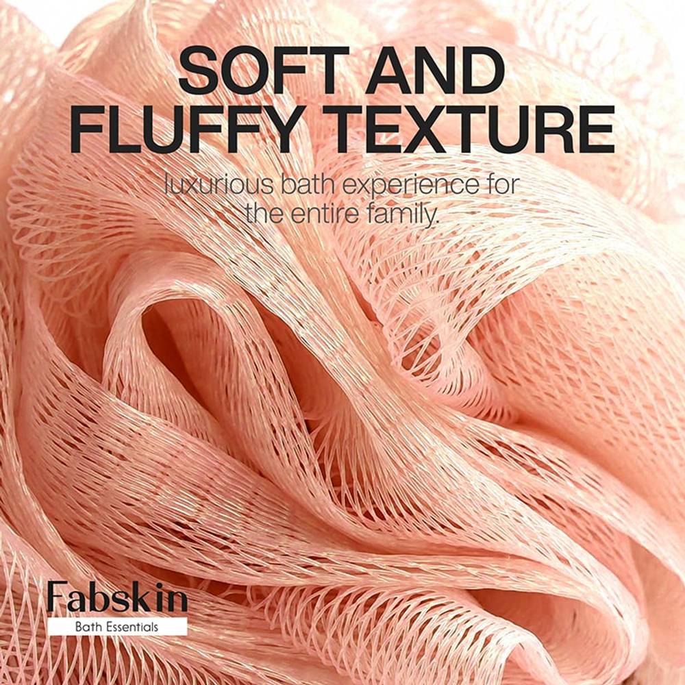 Image 6 of Fabskin Loofah Duo Pack - Bath Brush With Wooden Handle & Round Loofah - For Men & Women-Peach
