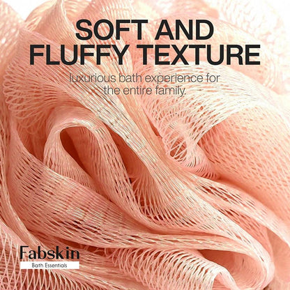 Image 6 of Fabskin Loofah Duo Pack - Bath Brush With Wooden Handle & Round Loofah - For Men & Women-Peach