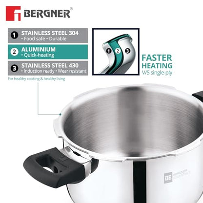 Image 9 of BERGNER Tripro Triply Outer Lid Pressure Cooker