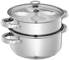 Image 1 of 2 Tier, 3L for the product Solimo - Stainless Steel 2 Tier â Steamer / Idli Cum Modak Maker With Glass Lid- 20 Cm | 3 Liters | Induction Base | Silver