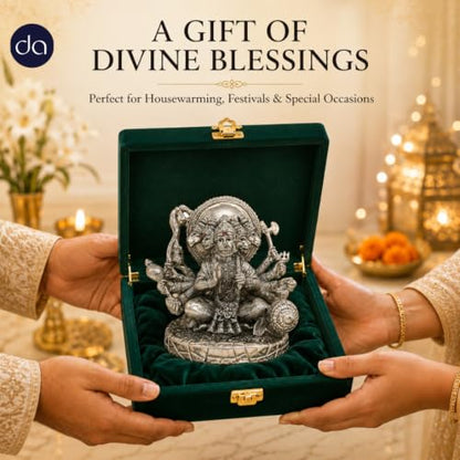 Image 3 of Dev Aastha 999 Silver Plated Panchmukhi Hanuman Idol for car & Home Decor - 5 Inch