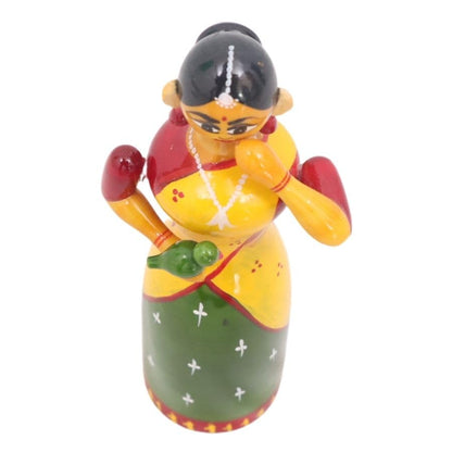 Image 3 of Handcrafted Etikoppaka Parrot Lady Showpiece Toy | 6 in