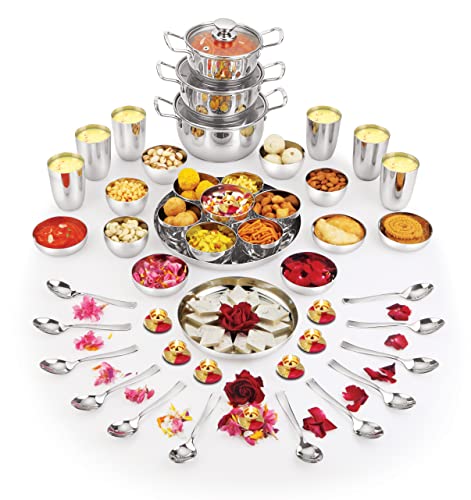 Image 5 of neelam Stainless Steel Dinner Set, 22 Gauge Quality, Solid 51 Pcs Set Serving 6 People