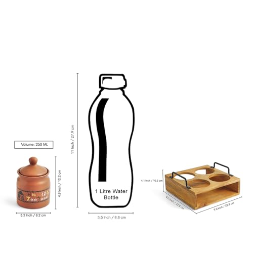 Image 7 of ExclusiveLane Warli Village Tales Handcrafted Ceramic Pickle Jar Set of 4, 250 ML