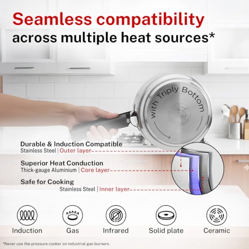 Image 5 of Prestige Stainless Steel Nakshatra Essential Svachh Pressure Cooker 5L