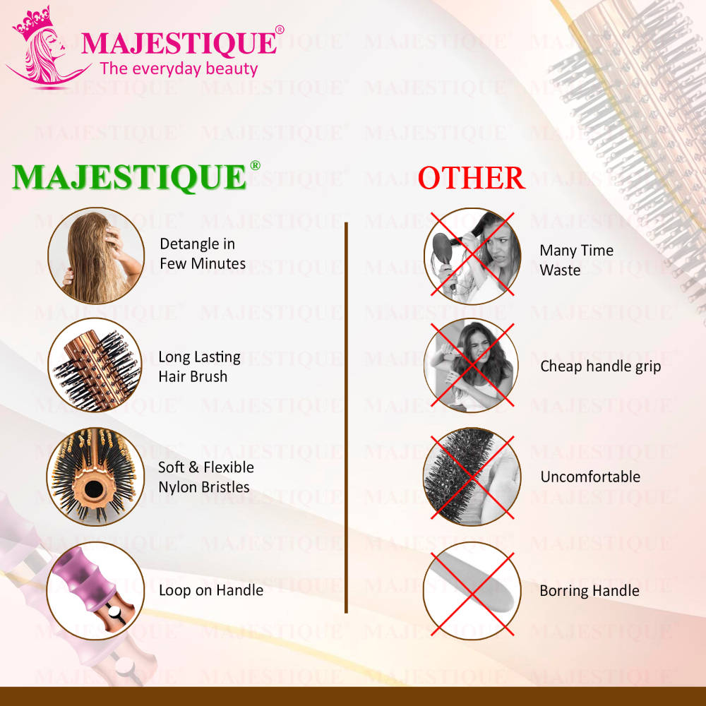 Image 5 of Majestique Round Hair Brush With Comb (Set of 2)