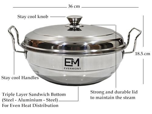 Image 2 of EVERMONT Stainless Steel Multi-Purpose Idli Maker & Steamer with 6 Plates
