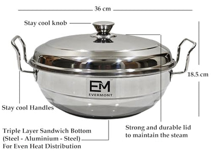 Image 2 of EVERMONT Stainless Steel Multi-Purpose Idli Maker & Steamer with 6 Plates