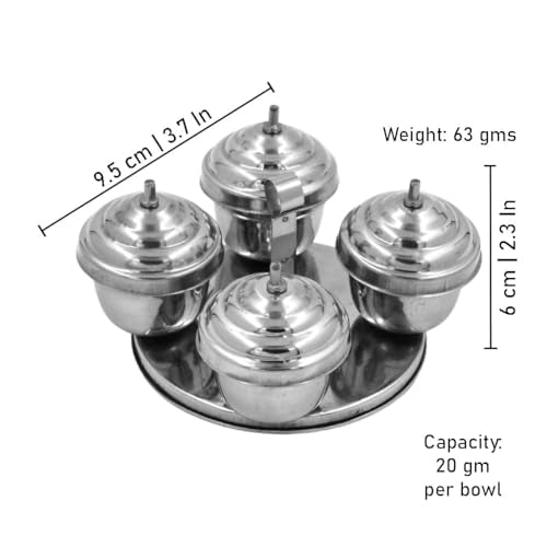 Image 6 of Spillbox Brass Traditional Handcrafted Stainless Steel Kumkum Holder 4 In 1 Dabbi