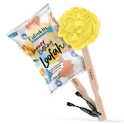Image 1 of 1 Pc / Pack of 1 for the product Fabskin Bath Brush Loofah For Men & Women With Wooden Handle Yellow