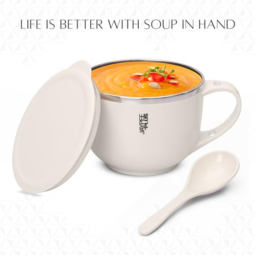 Image 4 of Jaypee Plus Stainless Steel Soup Bowl with Lid & Spoon Holder 700 ml
