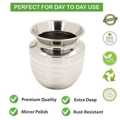 Image 7 of Spillbox Stainless Steel Lota|Kalash|Sombu|Theertha Sembu | Vessel |Jug | Karwachauth | Diwali | Mandir Wedding|Kamandal|Gangajal|Water Gangotri|Chambu 420ml