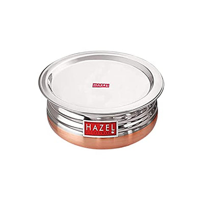 Image 3 of HAZEL Copper Bottom Uruli with Lid 1000 ML