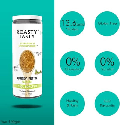 Image 5 of Roasty Tasty Wasabi Flavour Roasted Quinoa Puffs Pack of 2 (60g each)