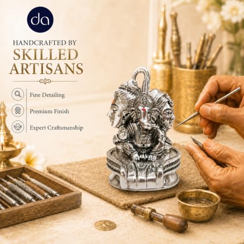 Image 4 of Dev Aastha 999 Silver Plated Shivling shiv parivar murti for home puja room - 5.5 Inch