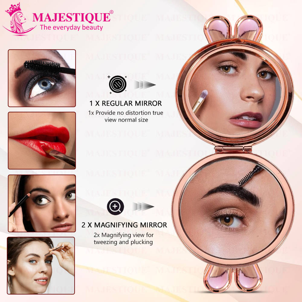 Image 2 of Majestique Bunny Magnifying Foldable Compact Hand Mirror