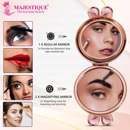 Image 2 of Majestique Bunny Magnifying Foldable Compact Hand Mirror