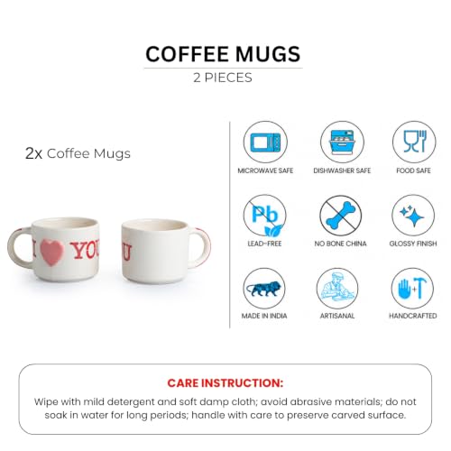 Image 6 of ExclusiveLane 'I Love You' Ceramic Coffee Mug Set of 2 (265 ml)