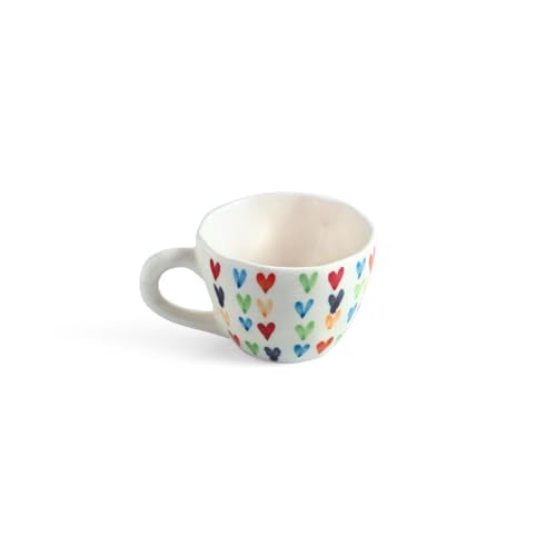 Image 4 of ExclusiveLane Colourful Hearts Ceramic Coffee Mugs Set of 2 270 ml