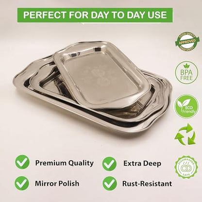 Image 6 of Spillbox Stainless Steel Multipurpose Serving Tray Set of 3