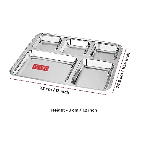 Image 3 of HAZEL Stainless Steel 5 Compartment Mess Plate