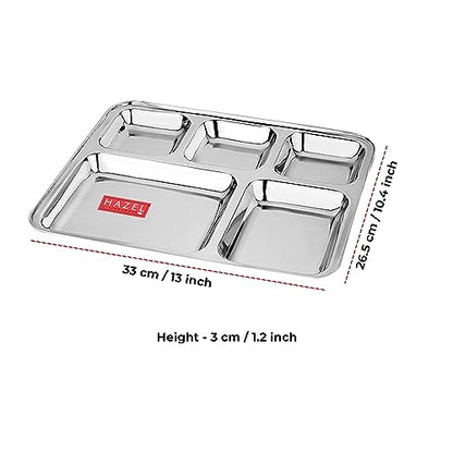 Image 3 of HAZEL Stainless Steel 5 Compartment Mess Plate