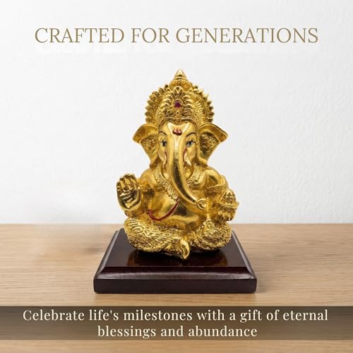 Image 5 of Dev Aastha 24K Gold Plated Ganesha Idol - 4 Inch