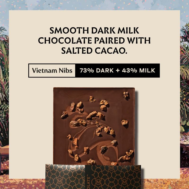 Image 3 of Manam Chocolate Signature Inclusion Tablet - Vietnam Nibs, 73% Dark & 43% Milk - 80g