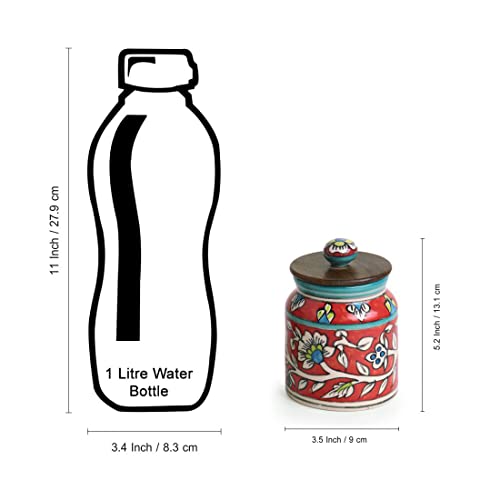Image 5 of ExclusiveLane Mughal Floral Airtight Ceramic Jar for Kitchen Storage 410ML