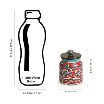 Image 5 of ExclusiveLane Mughal Floral Airtight Ceramic Jar for Kitchen Storage 410ML